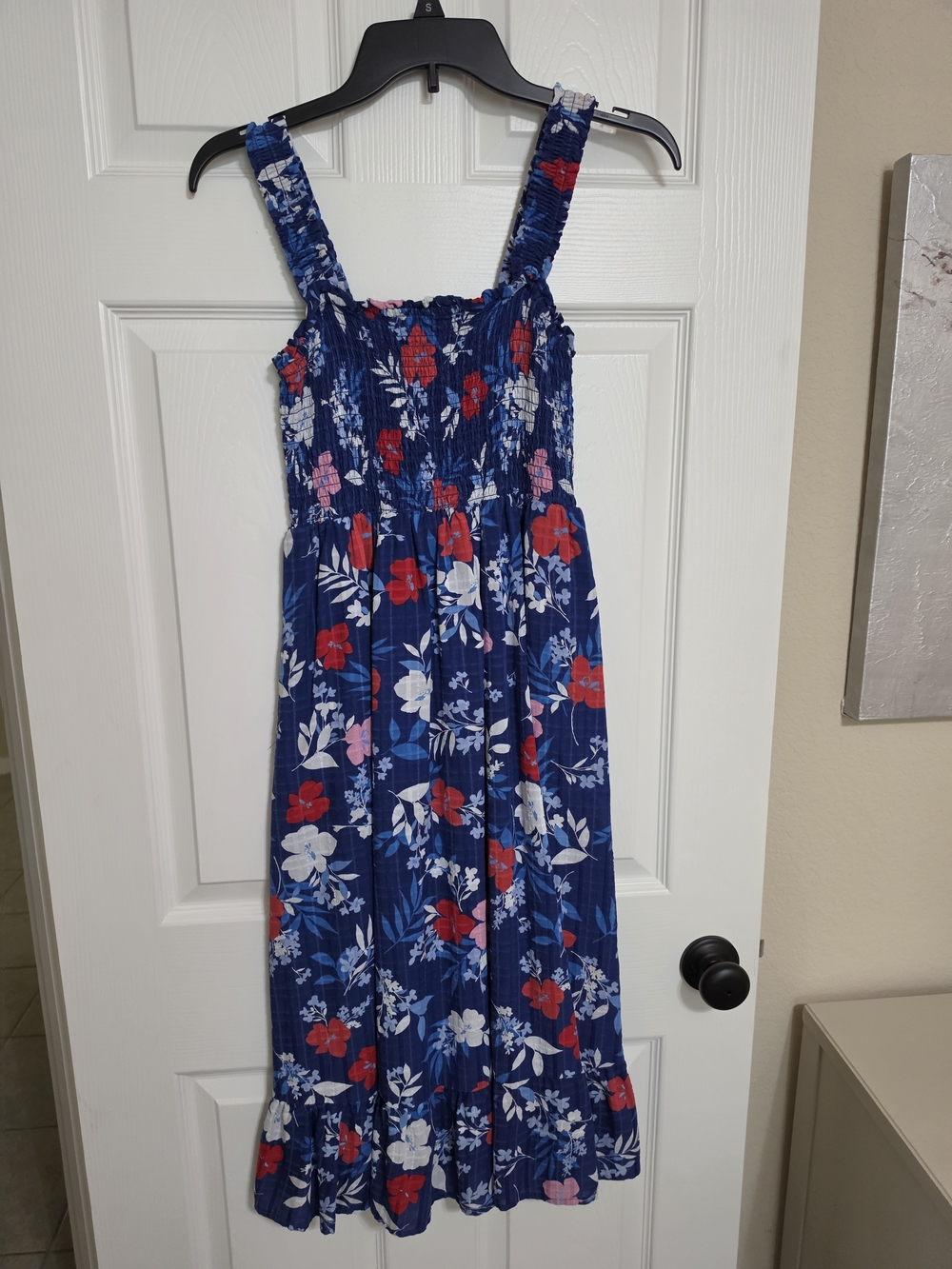 Draper James RSVP Smocked Midi Dress Top in Navy & Red Floral